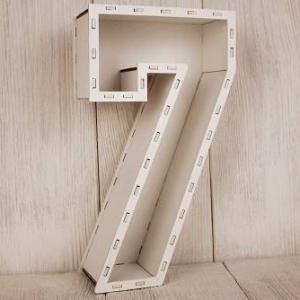 Кашпо подарочное деревянное 17*30*8 см Цифра 7 белая 15107