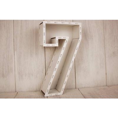 Кашпо подарочное деревянное 17*30*8 см Цифра 7 белая 15107