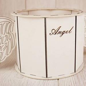 Кашпо подарочное деревянное 17*32*13 см Ангел белый 150911