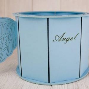 Кашпо подарочное деревянное 17*32*13 см Ангел голубой 150912