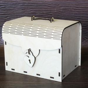 Кашпо подарочное деревянное 17.5*14*15 см Сундучок с замочком 15176