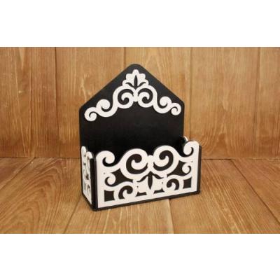 Кашпо подарочное деревянное 18*7.3*20 см Вензеля черный/белый 151882