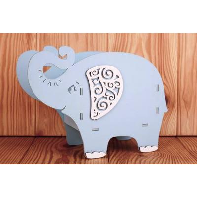 Кашпо подарочное деревянное 23*9*16 см Слоник голубой 153655