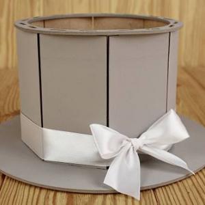 Кашпо подарочное деревянное 24.5*24.5*12.5 см Шляпа серый 150791