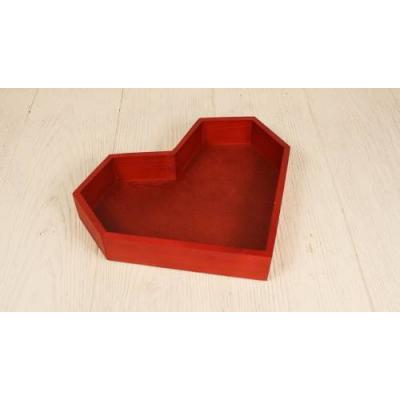 Кашпо подарочное деревянное 25*23*4 см Менажница сердце красный 153870