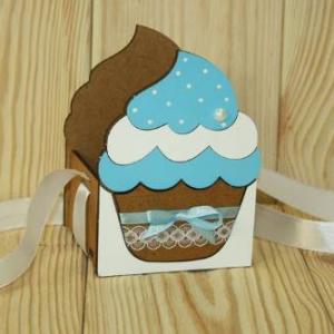 Кашпо подарочное деревянное 9.5*9*13 см Кекс голубой 152062