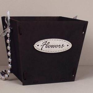 Кашпо подарочное деревянное конусом 12*12*10.5 см Flowers черный 153614