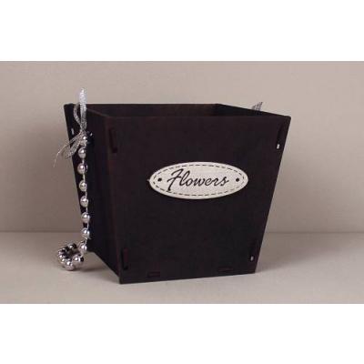 Кашпо подарочное деревянное конусом 12*12*10.5 см Flowers черный 153614