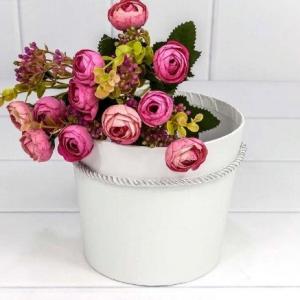 Коробка для цветов конус 15*13 см Белый с ручкой 440688б
