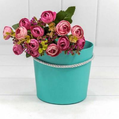 Коробка для цветов конус 15*13 см Бирюзовый с ручкой 4406881