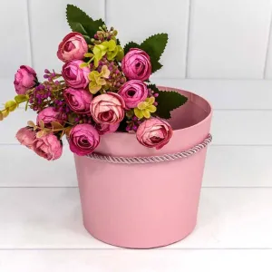 Коробка для цветов конус 15х13 см Розовый с ручкой 4406882