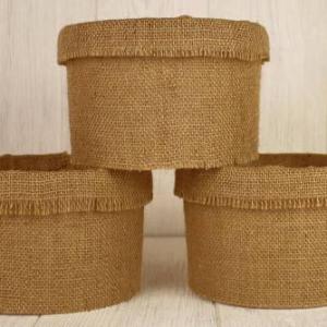 Коробка для цветов конус 18*18*12 см Из пластика с мешковиной 15087