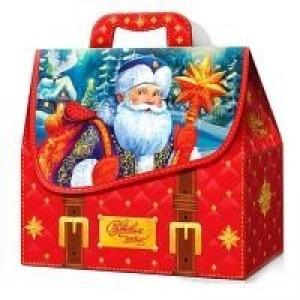 Коробка картонная для сладких подарков 23*10.5*21.5 см Портфельчик ретро 1.5 кг