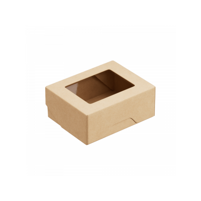 Коробка самосборная 10*8*4 см Крафт с окном 51673