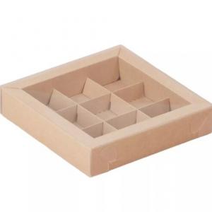 Коробка самосборная 13*13*3.5 см Крафт для 9 конфет 517775