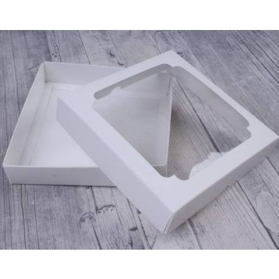 Коробка самосборная 14.5*14.5*3 см Белая с окном крышка/дно 56684