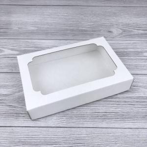 Коробка самосборная 15.5*11*3 см Белая с окном крышка/дно 51703