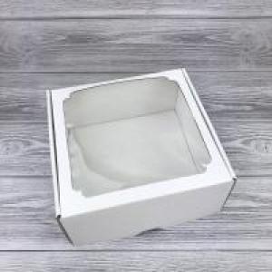 Коробка самосборная 19*19*9 см Белый с окном 51738
