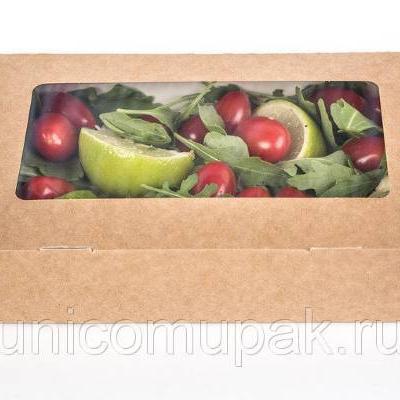 Коробка самосборная 20*12*4 см Крафт с окном 516741