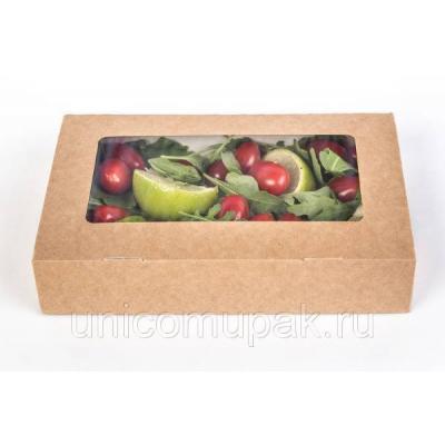 Коробка самосборная 20*12*4 см Крафт с окном 516741