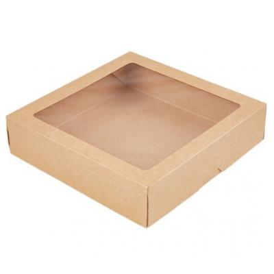Коробка самосборная 20*20*4 см Крафт с окном 51771