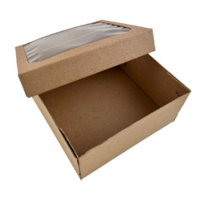 Коробка самосборная 20*20*9 см Крафт с окном крышка/дно 51739