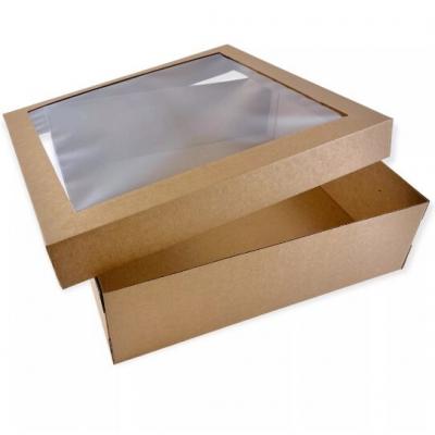 Коробка самосборная 40*40*12 см Бурый с окном крышка/дно 517707