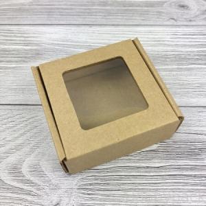 Коробка самосборная 8*8*3 см МГК бурый с окном 517751
