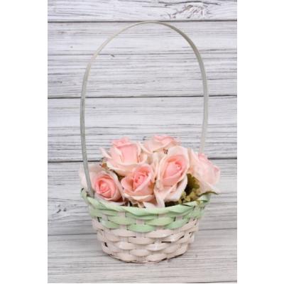 Корзина плетеная (бамбук) 19*9*34 см Натуральный/светло-зеленый 566071