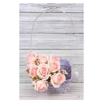 Корзина плетеная (бамбук) 21.5*21.5*10/38 см Фиолетовый 566017