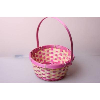Корзина плетеная (бамбук) d=21, h=10*24 см Круг розовая 565251