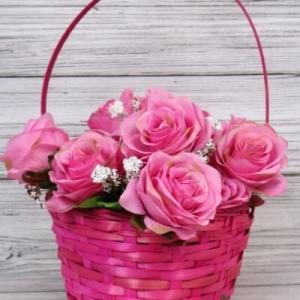 Корзина плетеная (бамбук) d=21, h=10/34 см Розовый 562534