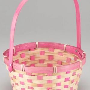 Корзина плетеная (бамбук) D21*H10/24 см Розовый 50031