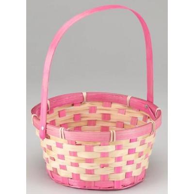 Корзина плетеная (бамбук) D21*H10/24 см Розовый 50031