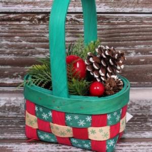 Корзина плетеная (секвойя) 14.5*11*8/21.5 см Новогодняя красно-зеленый 566376