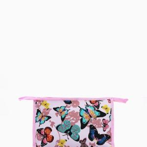 Косметичка на молнии большая с принтом, розовая 577676