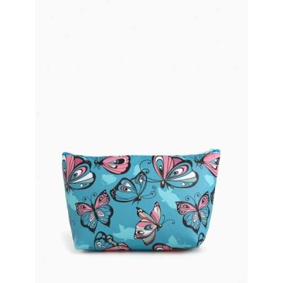 Косметичка-пенал на молнии голубая/розовая 574297