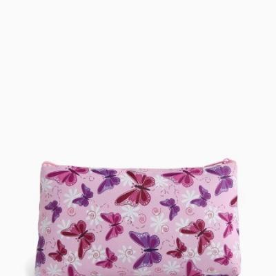 Косметичка-пенал на молнии, плоская, с рисунком «Бабочки» розовая 577259