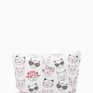 Косметичка простая на молнии белая/розовая 574602