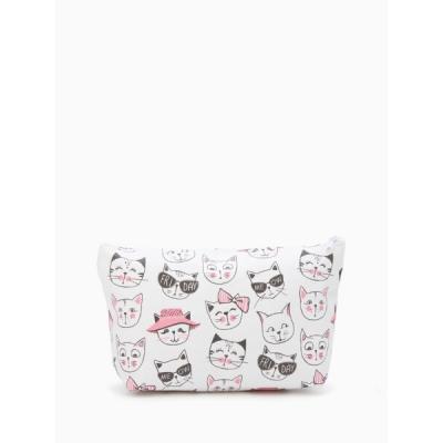 Косметичка простая на молнии белая/розовая 574602