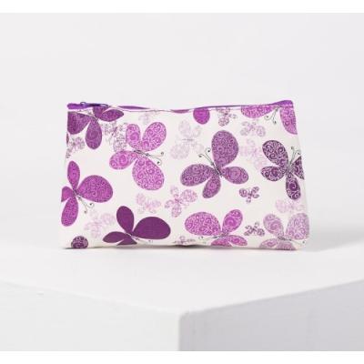 Косметичка простая, отдел на молнии, цвет белый/фиолетовый 579757