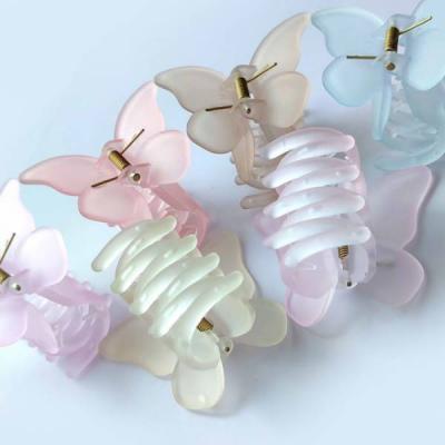 Краб для волос Бабочка матовая полупрозрачная (Цена за штуку) 7 см 13106