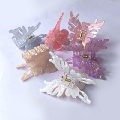 Краб для волос Бабочка полупрозрачная глянцевая (10 см) 13512