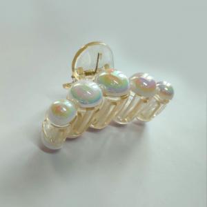 Краб для волос Дуга прозрачный кремовый с перламутровы жемчугом (Цена за штуку) 131456