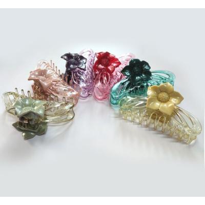 Краб для волос полупрозрачный/матовый с цветком (Цена за штуку) 13708