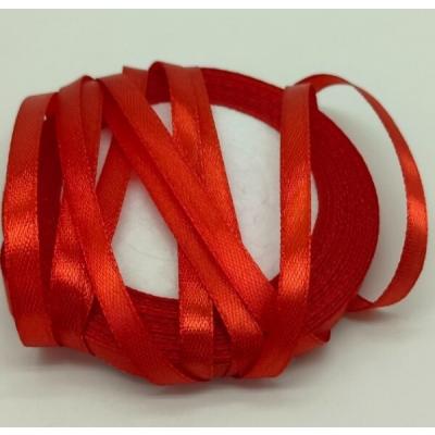 Лента атласная сатин 0.6 см*25 Y Красный 50192