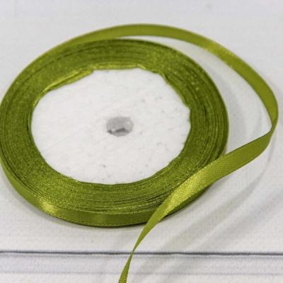 Лента атласная сатин 0.6 см*25 Y Оливковый 562-6/95