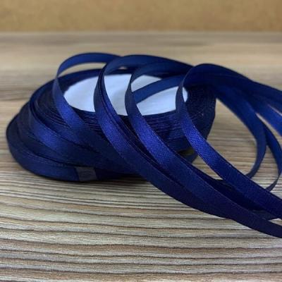 Лента атласная сатин 0.6 см*25 Y Темно-синий 06/38