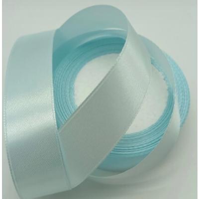 Лента атласная сатин 2.5 см*25 Y Бело-голубой 50197