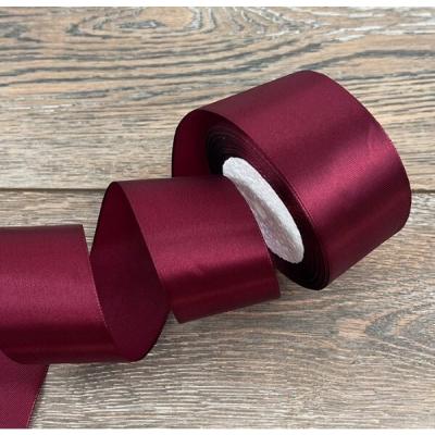 Лента атласная сатин 5 см*25 Y Бордовый 50/48